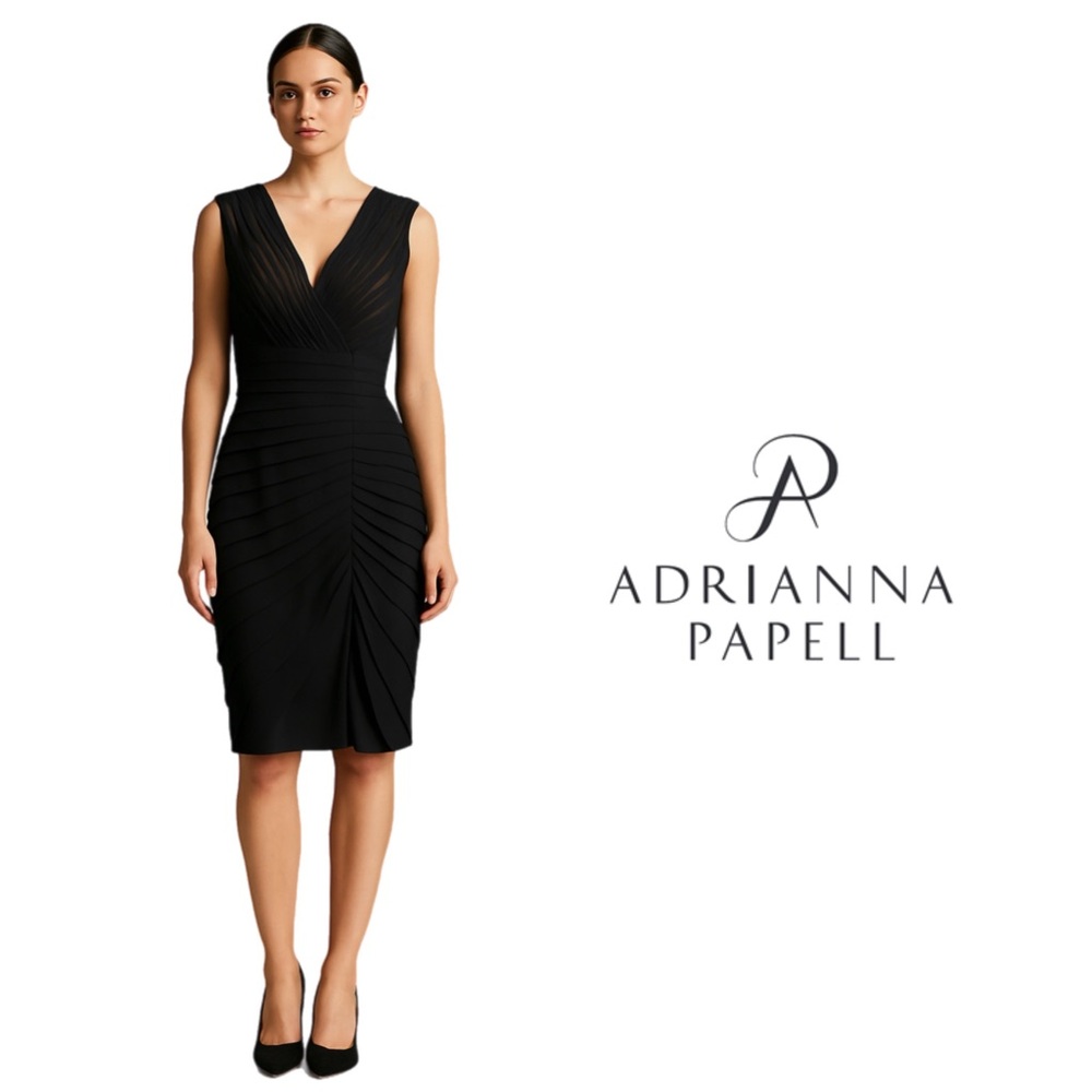 NEW Adrianna Papell Pleated Black Women's Dress